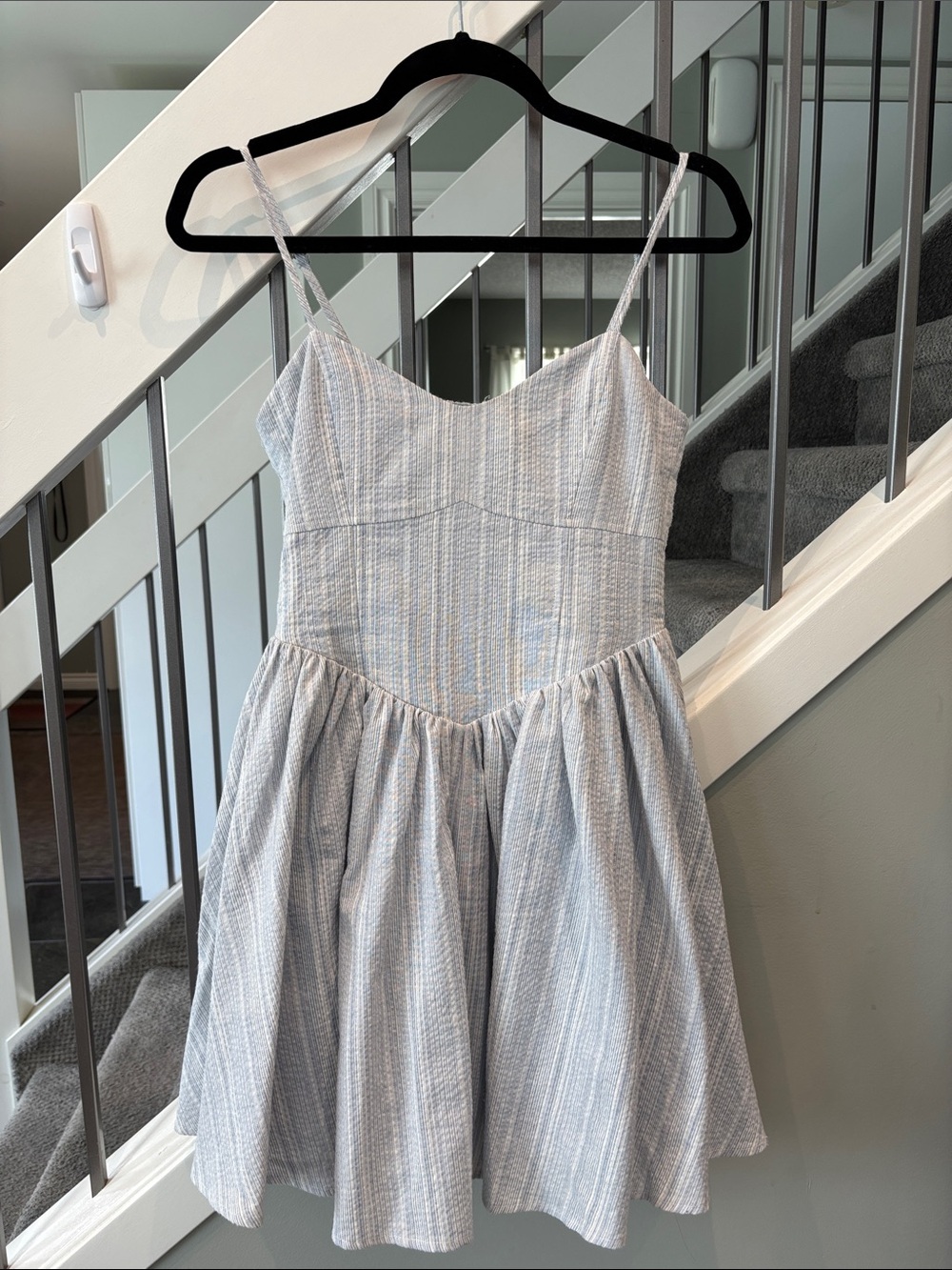 HEARTLOOM Blue and White Striped Skater Dress